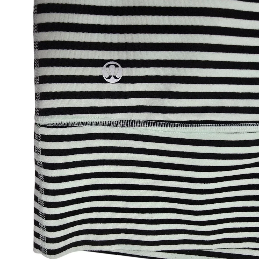 Lululemon Striped Full Zip Track Jacket Mint Green Black Womens‎ 8 Mock Neck
